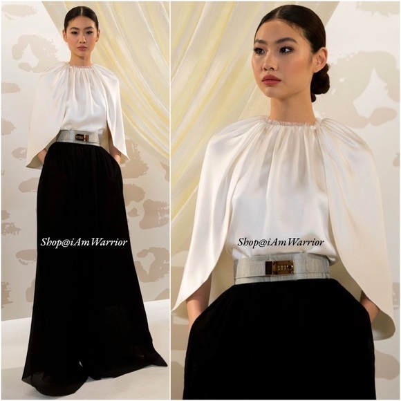Brandon Maxwell NWT ivory silk charmeuse angel cape blouse *shop@iamwarrior - Picture 1 of 15